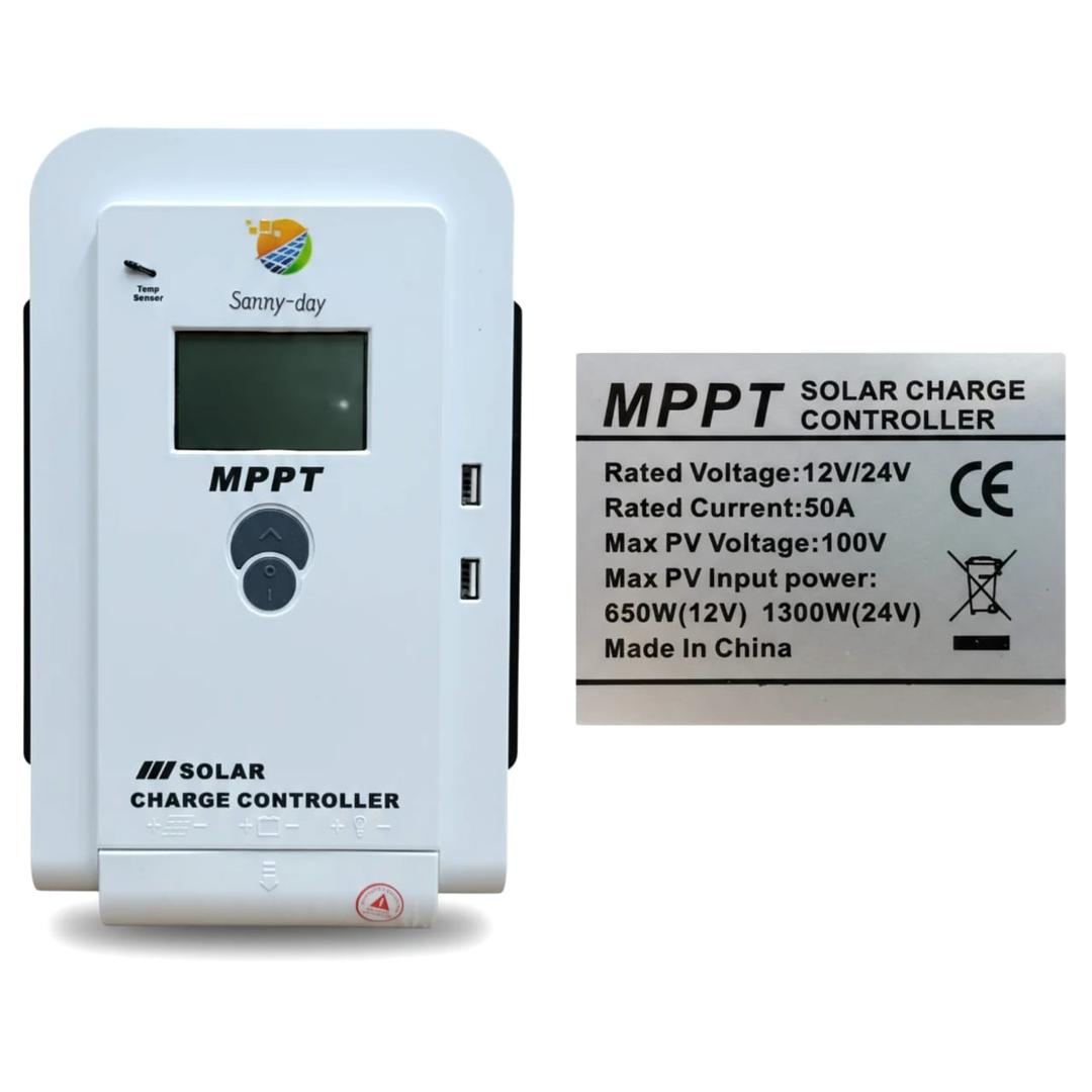 شارژ کنترلر دیجیتال خورشیدی ولتاژ خودکار 12/24 ولت برند سانی دی 50آمپر MPPT