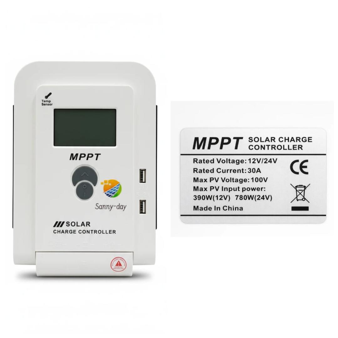 شارژ کنترلر دیجیتال خورشیدی ولتاژ خودکار 12/24 ولت برند سانی دی 30آمپر MPPT