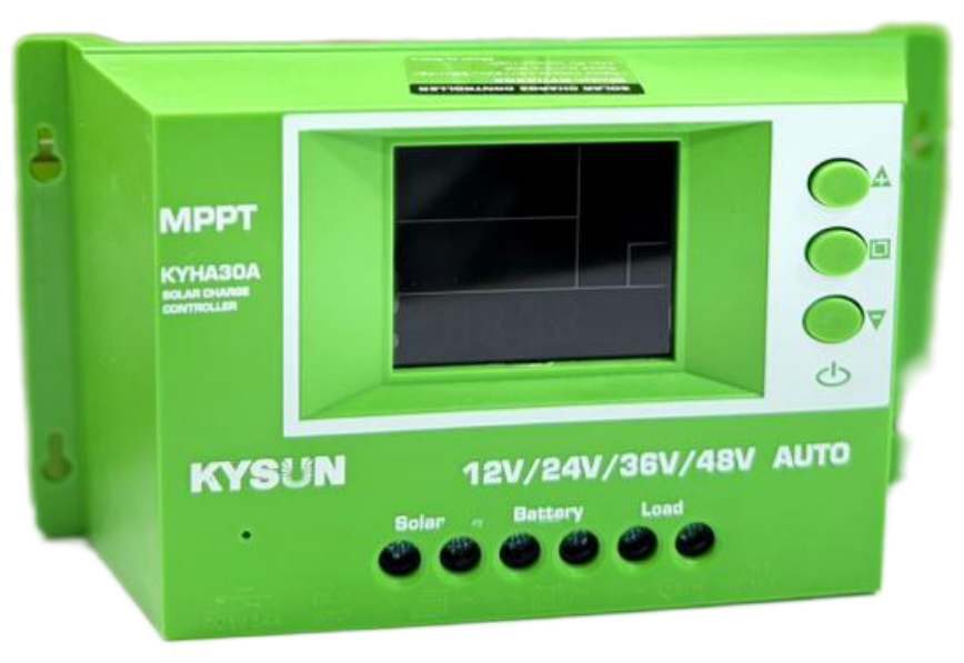 شارژ کنترلر دیجیتال خورشیدی ولتاژ خودکار 12/24/36/48 برند کایسان 30آمپر مدل KYHA30A PWM