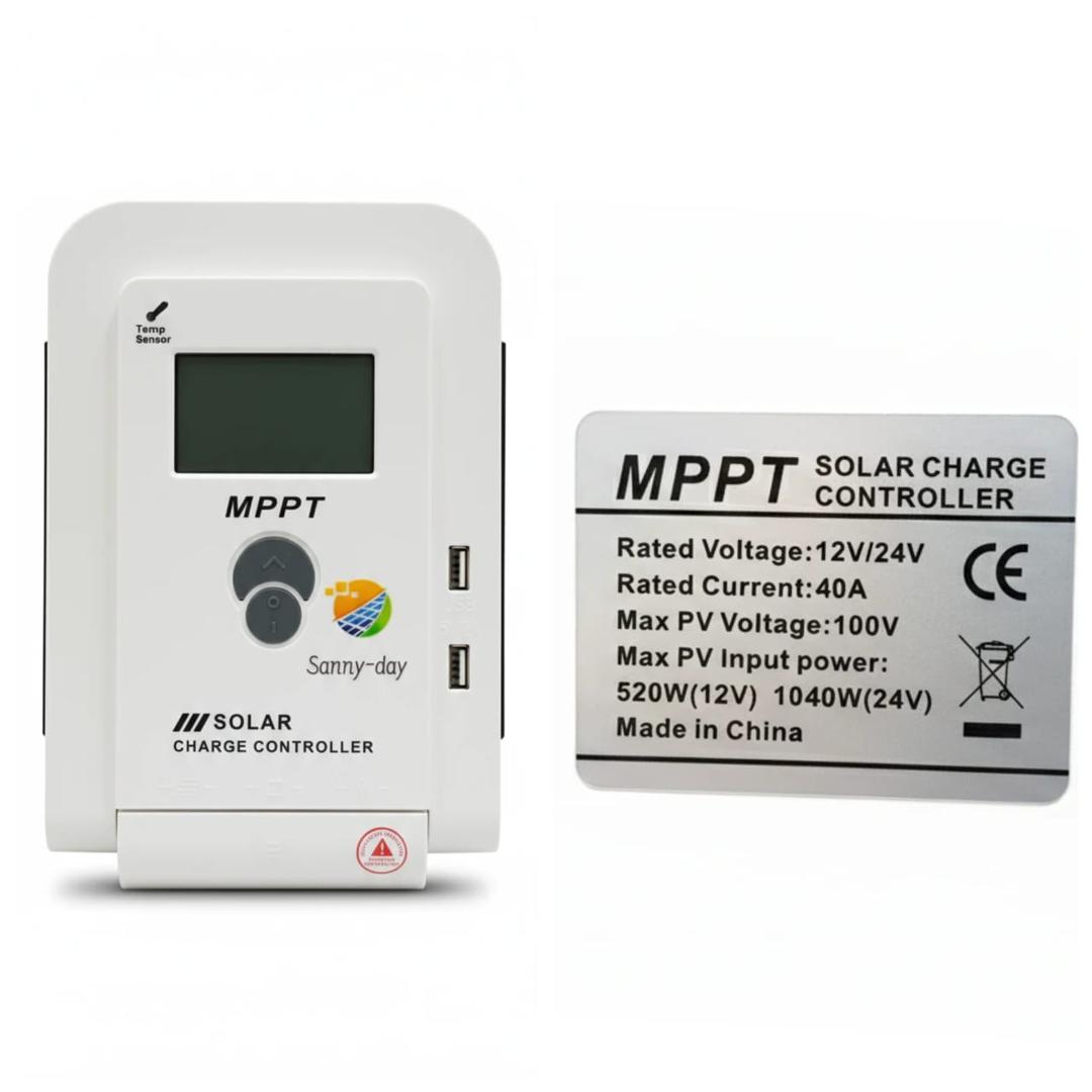 شارژ کنترلر دیجیتال خورشیدی ولتاژ خودکار 12/24 ولت برند سانی دی 40آمپر MPPT